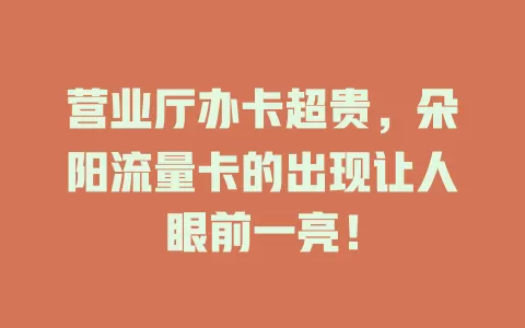 营业厅办卡超贵，朵阳流量卡的出现让人眼前一亮！
