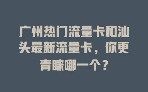 广州热门流量卡和汕头最新流量卡，你更青睐哪一个？
