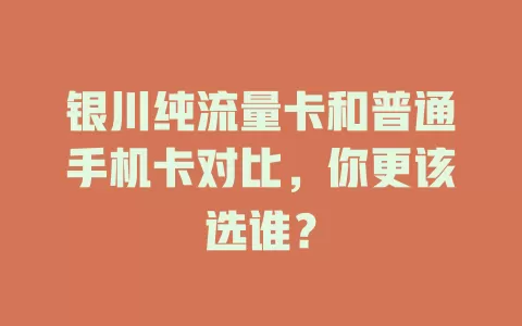 银川纯流量卡和普通手机卡对比，你更该选谁？