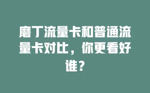 磨丁流量卡和普通流量卡对比，你更看好谁？