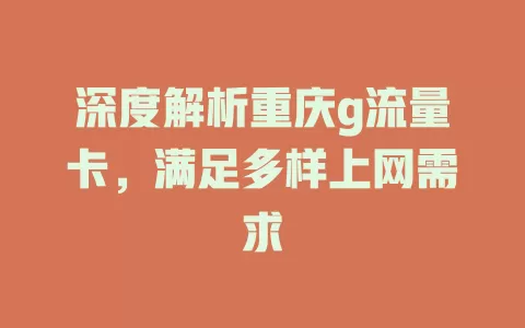 深度解析重庆g流量卡，满足多样上网需求