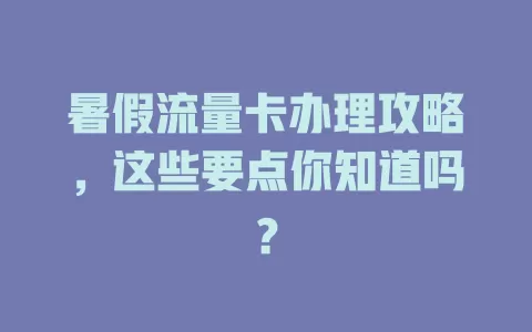 暑假流量卡办理攻略，这些要点你知道吗？