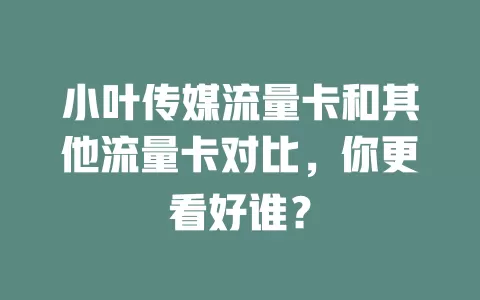 小叶传媒流量卡和其他流量卡对比，你更看好谁？