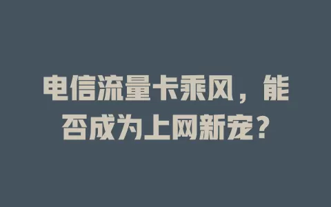 电信流量卡乘风，能否成为上网新宠？