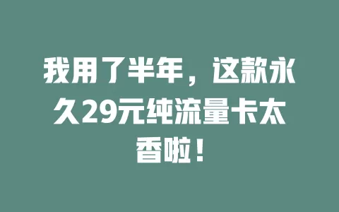 我用了半年，这款永久29元纯流量卡太香啦！