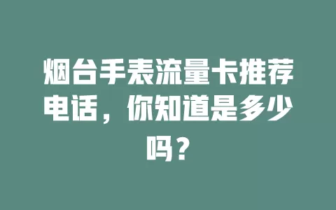 烟台手表流量卡推荐电话，你知道是多少吗？
