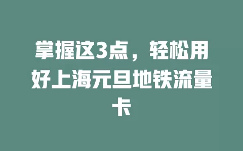 掌握这3点，轻松用好上海元旦地铁流量卡