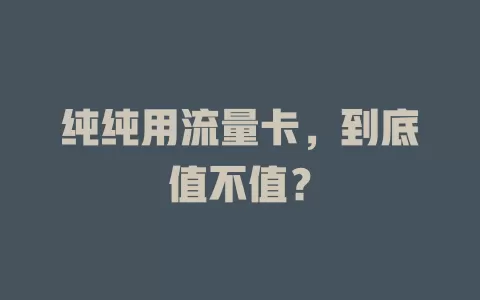 纯纯用流量卡，到底值不值？