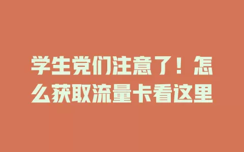 学生党们注意了！怎么获取流量卡看这里