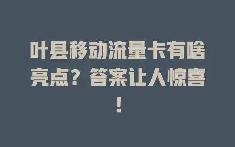 叶县移动流量卡有啥亮点？答案让人惊喜！