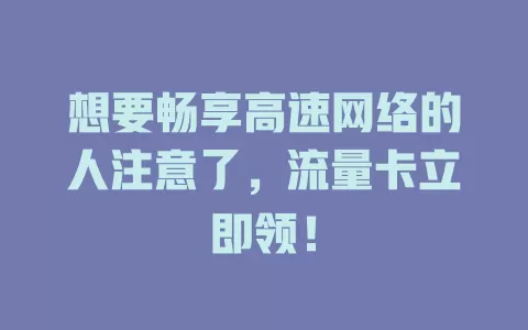想要畅享高速网络的人注意了，流量卡立即领！