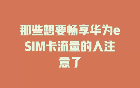 那些想要畅享华为eSIM卡流量的人注意了