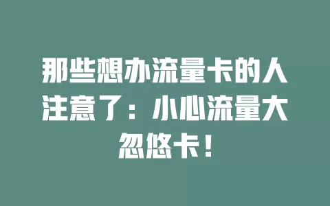 那些想办流量卡的人注意了：小心流量大忽悠卡！