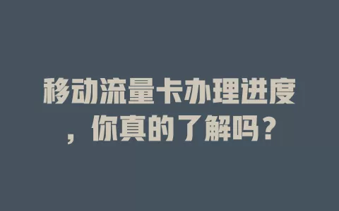 移动流量卡办理进度，你真的了解吗？
