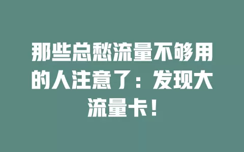 那些总愁流量不够用的人注意了：发现大流量卡！