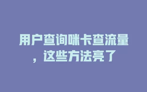 用户查询咪卡查流量，这些方法亮了