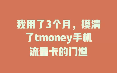 我用了3个月，摸清了tmoney手机流量卡的门道