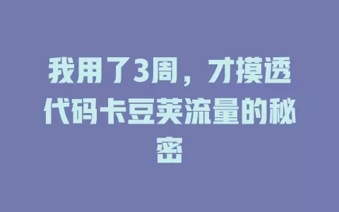 我用了3周，才摸透代码卡豆荚流量的秘密