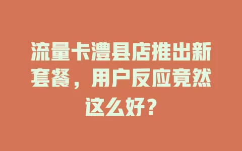 流量卡澧县店推出新套餐，用户反应竟然这么好？