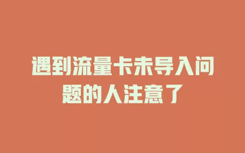 遇到流量卡未导入问题的人注意了