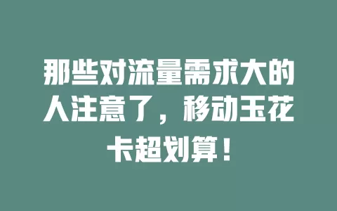 那些对流量需求大的人注意了，移动玉花卡超划算！