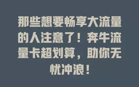 那些想要畅享大流量的人注意了！奔牛流量卡超划算，助你无忧冲浪！
