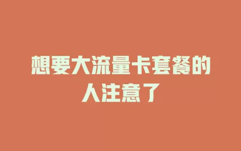 想要大流量卡套餐的人注意了