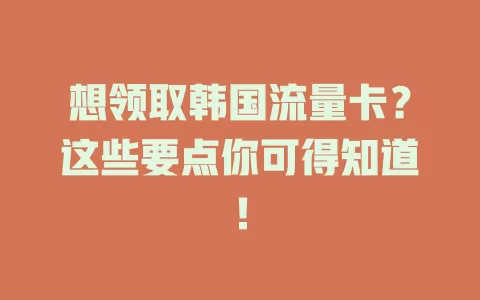 想领取韩国流量卡？这些要点你可得知道！