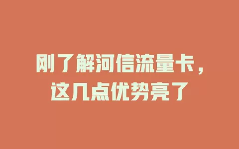刚了解河信流量卡，这几点优势亮了
