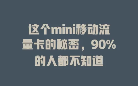 这个mini移动流量卡的秘密，90%的人都不知道