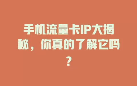 手机流量卡IP大揭秘，你真的了解它吗？