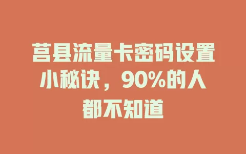 莒县流量卡密码设置小秘诀，90%的人都不知道