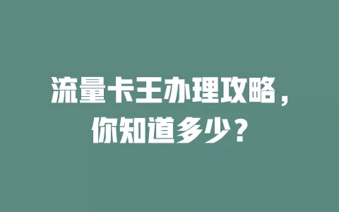 流量卡王办理攻略，你知道多少？
