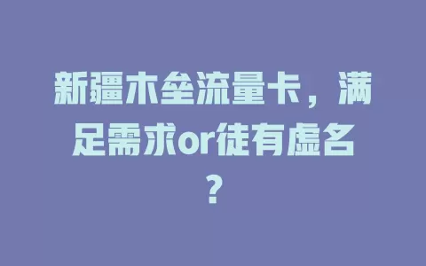 新疆木垒流量卡，满足需求or徒有虚名？