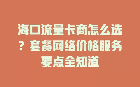 海口流量卡商怎么选？套餐网络价格服务要点全知道