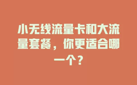 小无线流量卡和大流量套餐，你更适合哪一个？