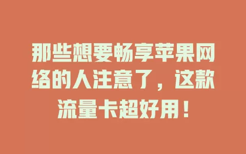 那些想要畅享苹果网络的人注意了，这款流量卡超好用！