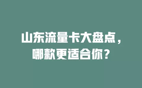 山东流量卡大盘点，哪款更适合你？