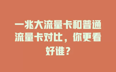 一兆大流量卡和普通流量卡对比，你更看好谁？