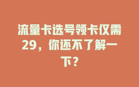流量卡选号领卡仅需29，你还不了解一下？