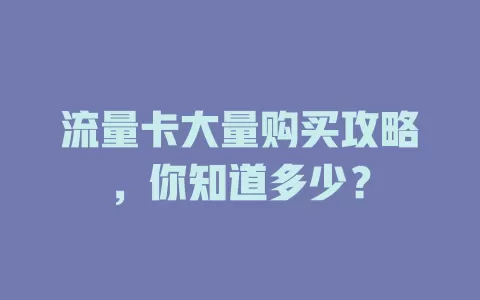 流量卡大量购买攻略，你知道多少？