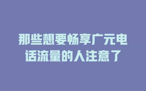 那些想要畅享广元电话流量的人注意了