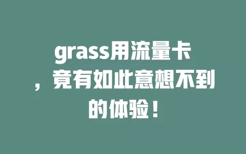 grass用流量卡，竟有如此意想不到的体验！