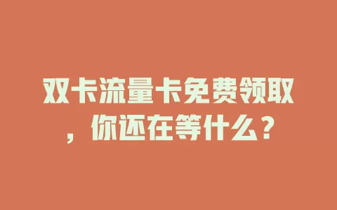 双卡流量卡免费领取，你还在等什么？