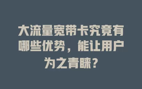 大流量宽带卡究竟有哪些优势，能让用户为之青睐？