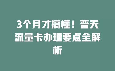 3个月才搞懂！普天流量卡办理要点全解析