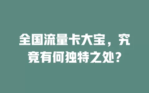 全国流量卡大宝，究竟有何独特之处？