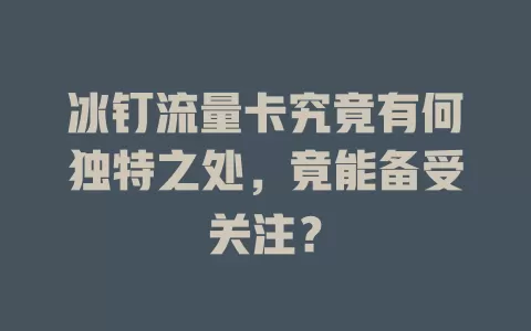 冰钉流量卡究竟有何独特之处，竟能备受关注？