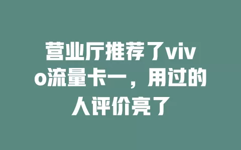 营业厅推荐了vivo流量卡一，用过的人评价亮了