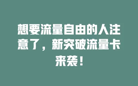 想要流量自由的人注意了，新突破流量卡来袭！